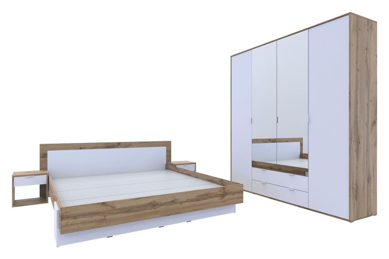 Спальня Hugo 4 Doros Тахо / Белый ДСП. Спальный гарнитур в современном стиле. Мебельный гарнитур спальный - фото 2 - id-p1819780712