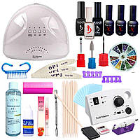 Стартовий набір для манікюру, для покриття нігтів гель лаком з лампою Sun One та фрезером ZS-602 35 000 об/хв