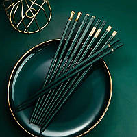 Набор многоразовых палочек для восточной пищи (суши) из термостойкого стекловолокна 5 пар в наборе Зеленый