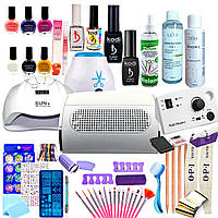 Великий набір для манікюру та дизайну нігтів MAXI (витяжка на 3 вентилятори, лампа Sun X 54 Вт, фрезер ZS-602 на 65 Вт)