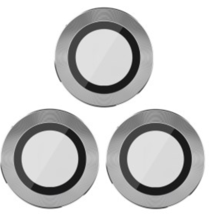 Скло камери для iPhone 11 Pro/11 Pro Max, сріблясте + кільце, комплект 3 шт., фото 1