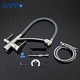 Змішувач для кухні на дві води GAPPO G4398 з гнучким виливом, сірий/хром, фото 5