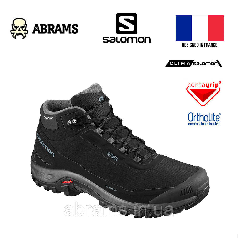 Утеплені черевики зимові Salomon Shelter CS Waterpoof | Black / Ebony / Black - фото 1 - id-p1819761037
