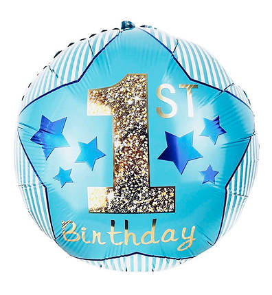 Повітряна кулька "1-st Birthday", розмір - 45 см, фото 1