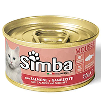 Monge Simba Cat Wet Mousse Мус для взрослых кошек лосось и креветки - 85 гр