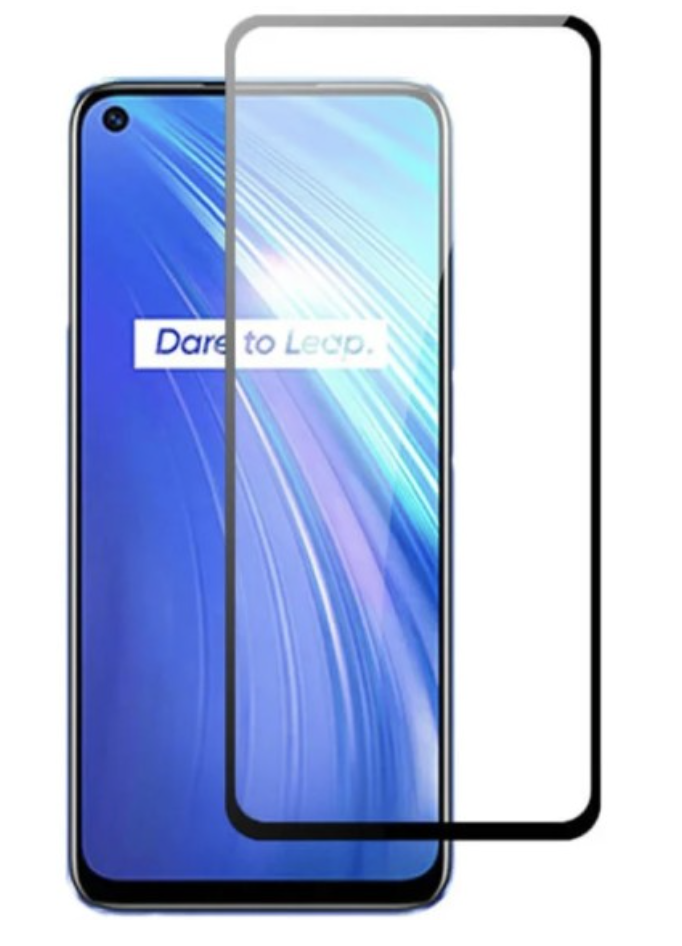Захисне скло для Realme 6, Full Glue, колір чорний, фото 1