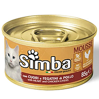 Monge Simba Cat Wet Mousse Мус для дорослих кішок курячі серця та лівер - 85 гр