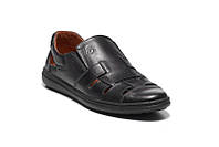 Летние кожаные мужские туфли, мокасины Bastion, Оригинал, черные. Размер 41 (27,0 см)