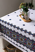 Скатертина Традиція 150х150 см (квадратна, на круглий стіл) Орнамент синій