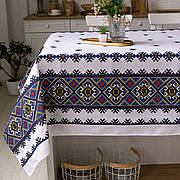 Скатертина Традиція 110х150 см (кухонний стіл) Орнамент синій