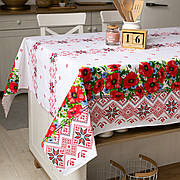 Скатертина Традиція 110х150 см (кухонний стіл) Червоні маки