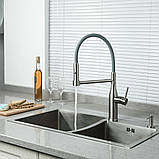 Змішувач для кухні GAPPO G4398-55 з гнучким виливом, 2 режими, сірий, фото 2