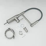 Змішувач для кухні GAPPO G4398-55 з гнучким виливом, 2 режими, сірий, фото 5