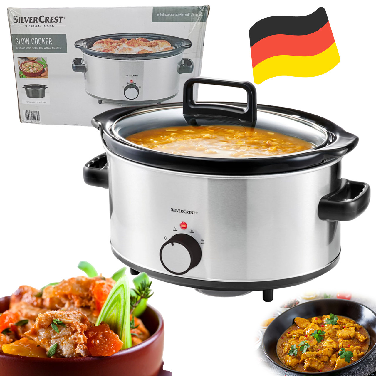 Повільноварка SilverCrest SSC6 320 A1 (6 л, 320 Вт, керамічний горщик, Німеччина), фото 1