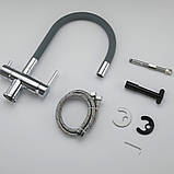 Змішувач для кухні на дві води GAPPO G4398-30 з гнучким виливом, сірий/хром, фото 9