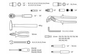 Універсальний набір інструментів 56 предметів Neo Tools 08-684 в кейсі, фото 3