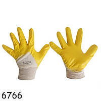 Перчатки Х/б полная заливка резиновая желтая (12шт)