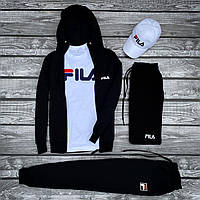 Мужской спортивный костюм Fila, Черный спортивный комплект 5в1 Fila, Спортивный комплект одежды Fila 5в1