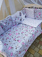 Детский постельный набор в кроватку для девочки, бело-розовый. Принцесса
