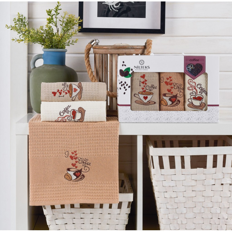 Набір рушників кухонних Nilteks — Кава 40*60 (3 шт.), фото 1