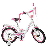 Детский двухколесный велосипед 16 дюймов с багажником и звонком Profi Butterfly Y1625 Белый