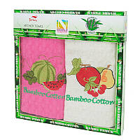 Набор полотенец кухонных Nilteks Bamboo Cotton - Арбуз-фрукты роз-бел 40*60 (2 шт)