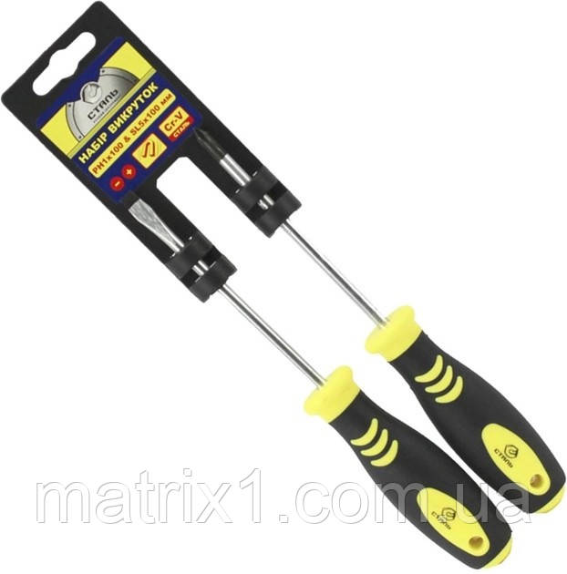 Набір викруток, 2 шт. SL5x100 і PH1x100 Сталь 49061, фото 1