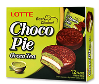 Шоколадное печенье Чокопай ChocoPie Lotte пироженое Green Tea 336г 28г*12шт. (Корея)