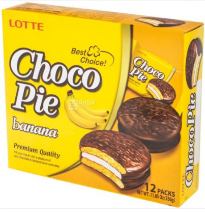 Шоколадное печенье ChocoPie Orion пироженое Banana 336г 28г*12шт. (Корея) - фото 1 - id-p1819858570