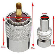 Роз'єм UHF (тато, штекер) PL259, UHF-PL на кабель до 6 мм RG8X RG58 RG142 RG223 LMR195 SYV50-3, фото 6