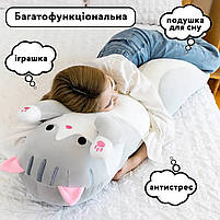 Подушка-обіймашка Кіт Сірий 150 см. Подушка для дітей та відпочинку., фото 7