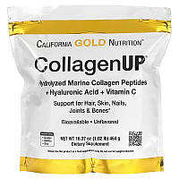 Морской коллаген-пептид California GOLD Nutrition "CollagenUP" 5000 mg, с гиалуронкой и витамином C (464 г)