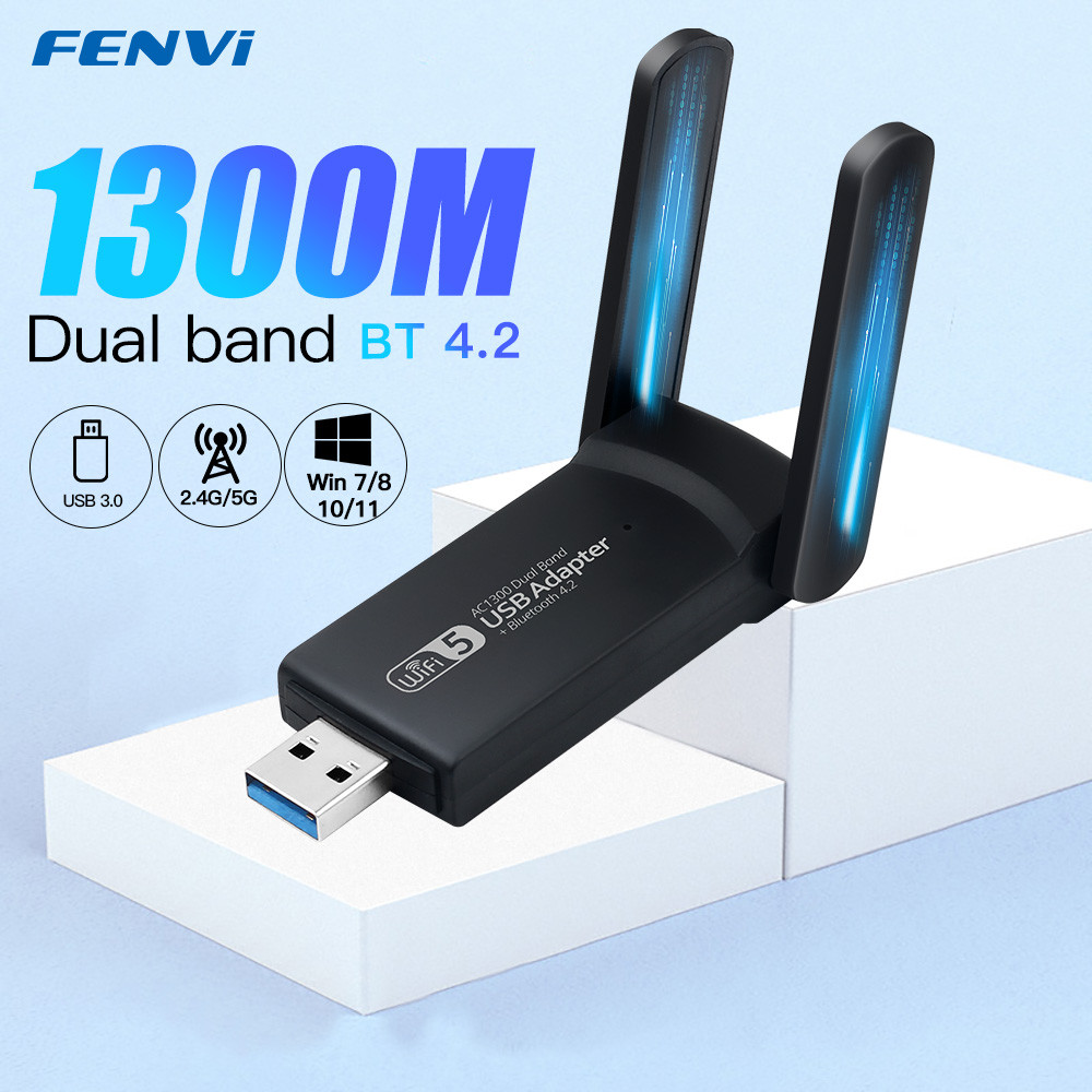 USB Адаптер Wi-Fi 1300 Мбит/с, двухдиапазонный 5 ГГц / 2,4 ГГц ...