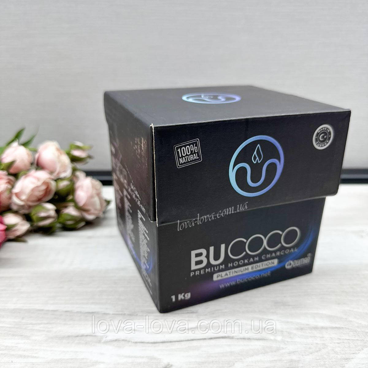 Вугілля кокосове Bucoco Premium Platinium Edition велика пачка 64 шматочки вагою 1 кг