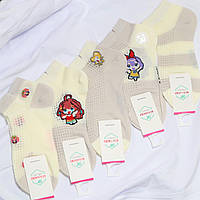 Дитячі короткі шкарпетки для дівчаток "Шугуан" на 9-12 років. Шкарпетки для дівчаток, дитячі шкарпетки з сіткою