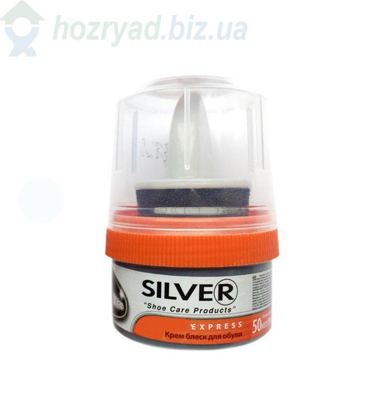 Крем блиск для взуття з бджолиним воском, коричневий, SILVER (баночка з 
губкою) 50 мл