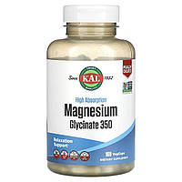 Магний Глицинат высокой усваиваемости, 350 мг, High Absorption Magnesium Glycinate, KAL, 160 вегетарианских