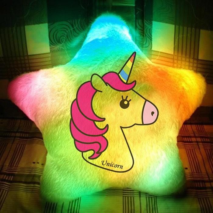 Подушка нічник Єдиноріг райдужний Unicorn — нічник у дитячу кімнату - дитяча подушка