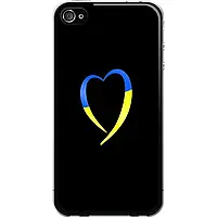 Чехол 2d пластиковый патриотический на телефон iPhone 4s Жёлто-голубое сердце "885t-12-58250"