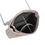 БЕЖ ТАУП — елегантна якісна стьобана молодіжна сумочка на блискавці під клапаном (Луцьк, 763), фото 3