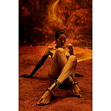 Окови БДСМ з італійської шкіри чорного кольору та золотистої фурнітури Upko Butterfly cuffs Кайф, фото 6