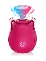 Вібратор міні у вигляді квітки з вакуумною стимуляцією клітора рожевого кольору Boss series Rose Кайф