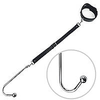 Анальний гак 2 з нашийником із натуральної шкіри сріблястого кольору з чорним Art of Sex Anal hook Кайф