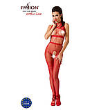 Бодістокінг еротичний боді комбенізон в сітку з доступом до інтимних місць Червоний Passion BS048 Кайф, фото 2