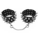 Окови з шипами БДСМ із натуральної шкіри чорного кольору Art of Sex Rose Кайф, фото 2