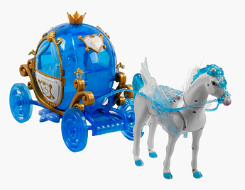 Іграшка Велика Карета на батарейках, кінь ходить, видає реалістичні звуки, карета з підсвіткою (2211 C)