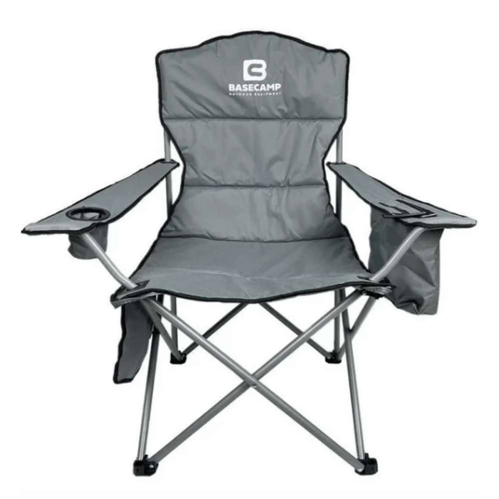 Кемпінгове розкладне крісло BaseCamp Hunter Grey 60x60x100 см, фото 1