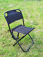 Стілець розкладний потужний з плечовим ременем, навантаження 130 кг. "Кріпиш black"