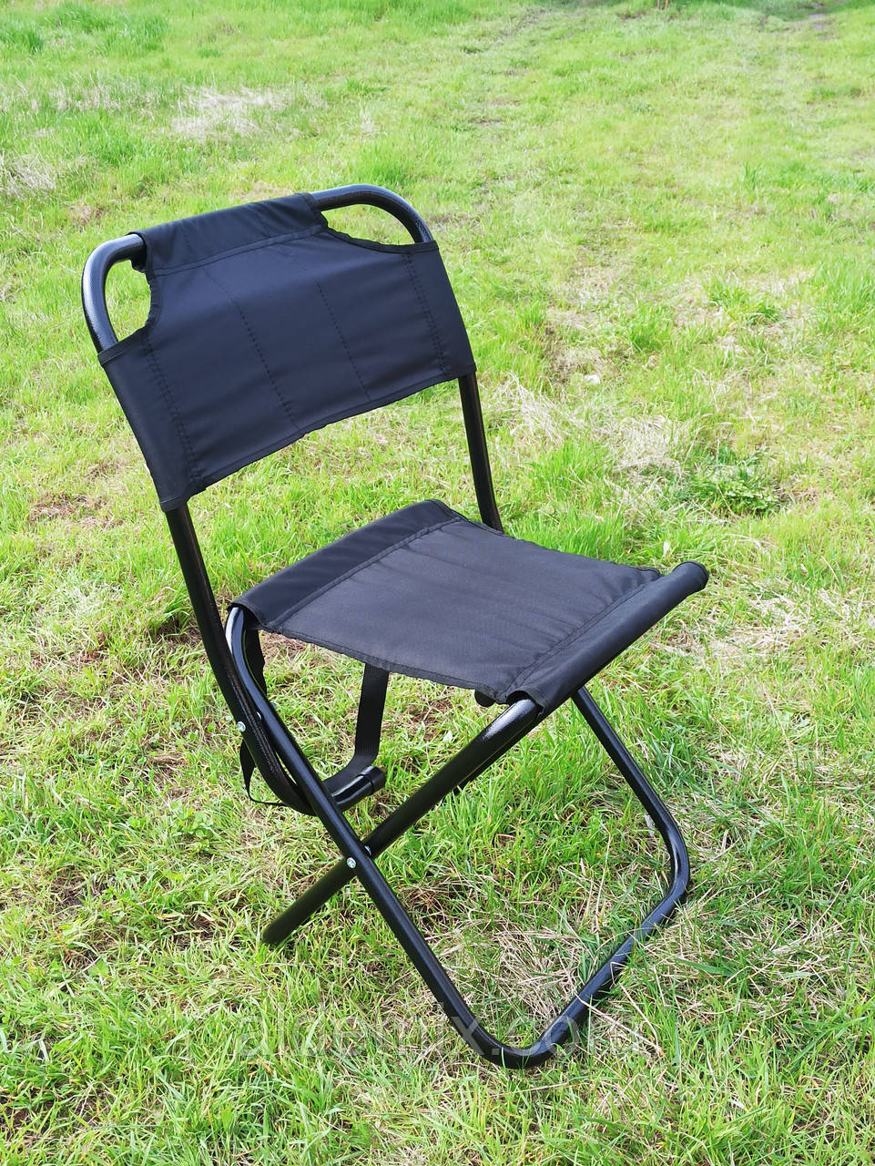 Стілець розкладний потужний з плечовим ременем, навантаження 130 кг. "Кріпиш black", фото 1