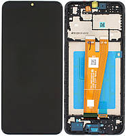 Дисплей модуль тачскрин Samsung A045 Galaxy A04 черный оригинал в рамке